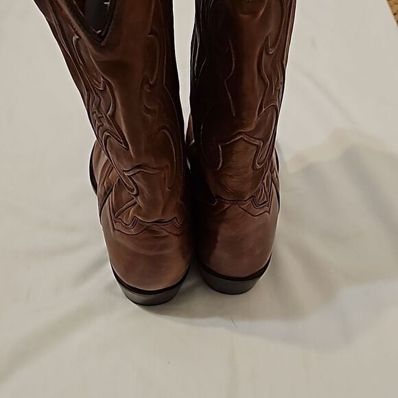- Vintage DAN POST Men's Western Brown Bexar Rust Saddle Snip Toe Cowboy B… - Picture 3 of 13